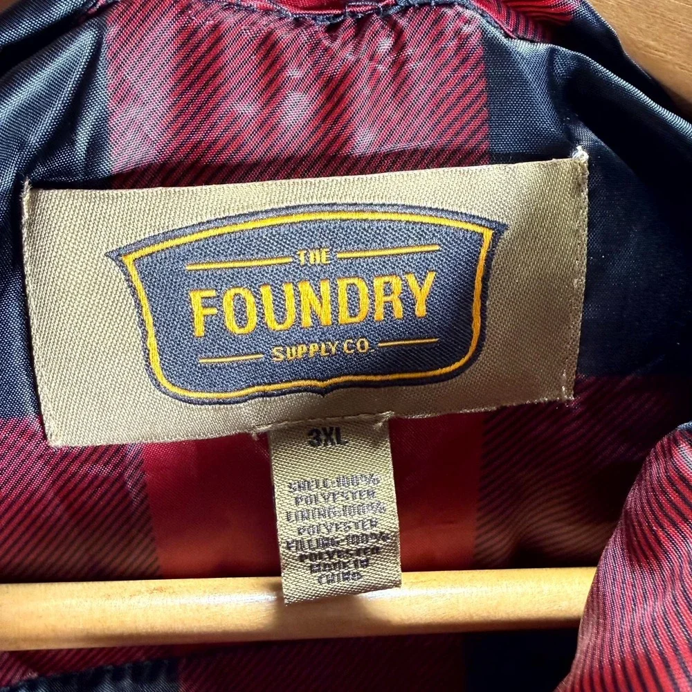 The Foundry‎ Supply Puffer Vest Men's 3XL Black Lined Full Zip Mock Neck Pockets